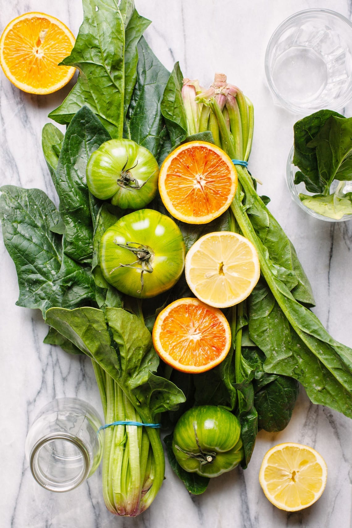 Fruit and vegetables on a counter.