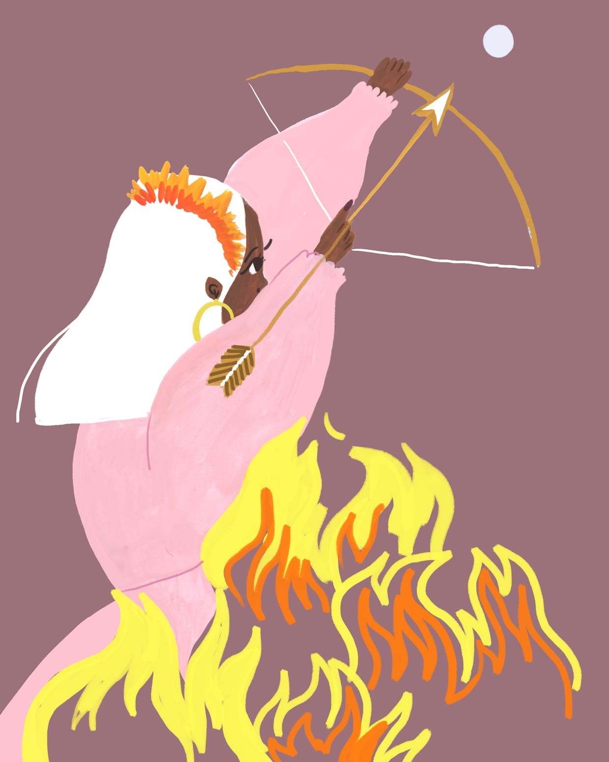 An illustration of a woman with a bow and arrow.