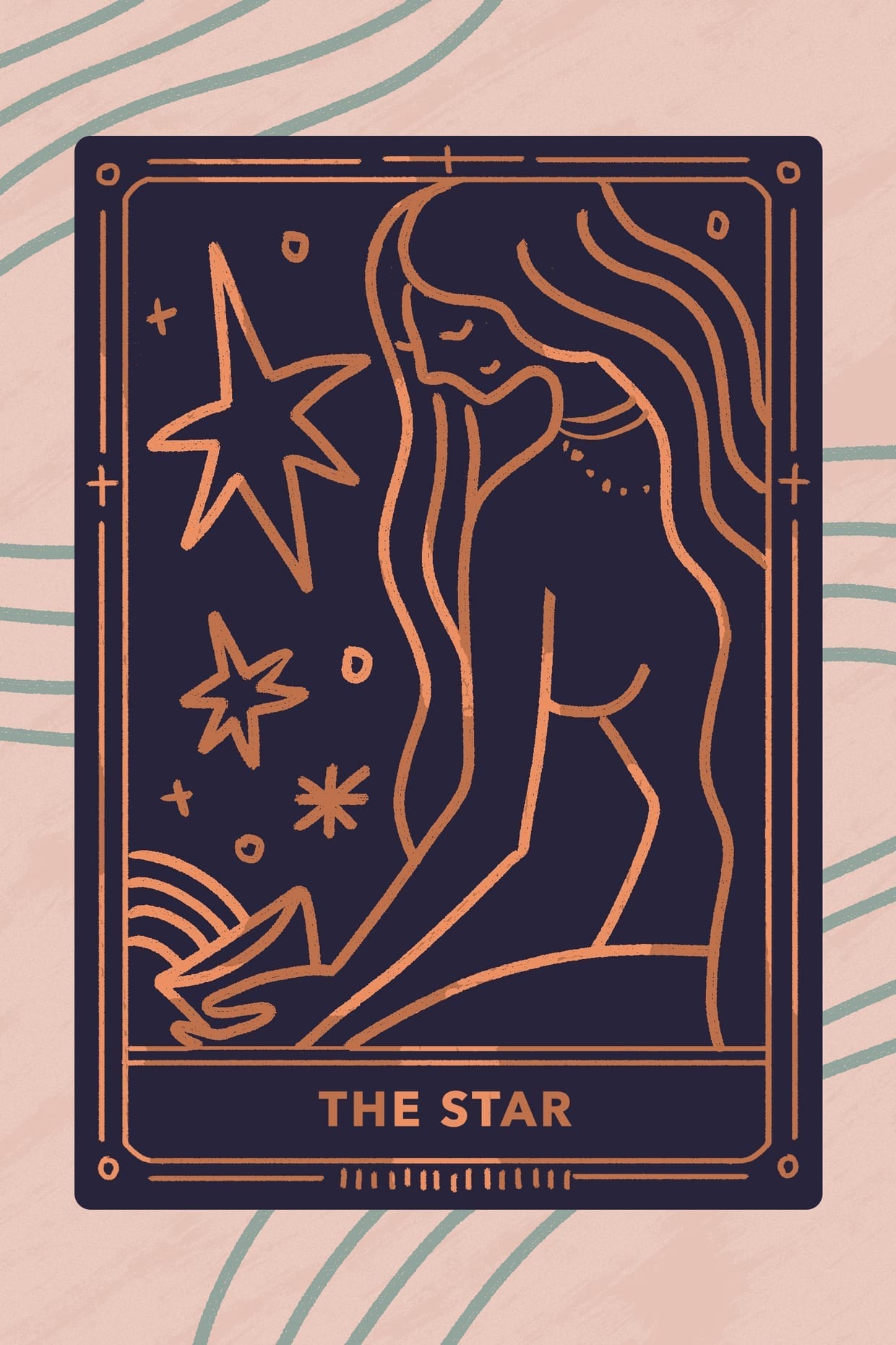 An illustration of a woman with stars representing "The Star" tarot card.