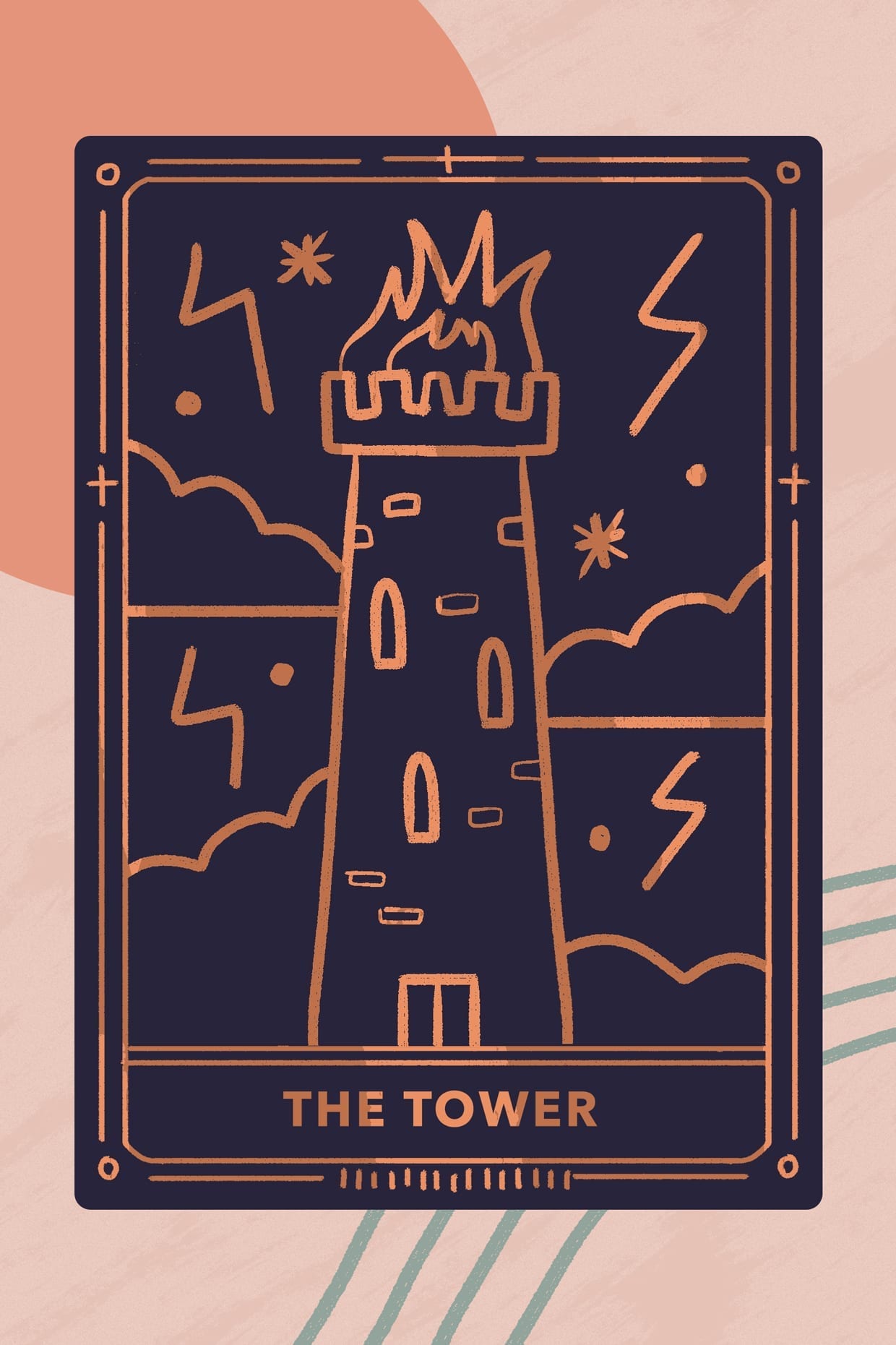 An illustration of "The Tower" tarot card.