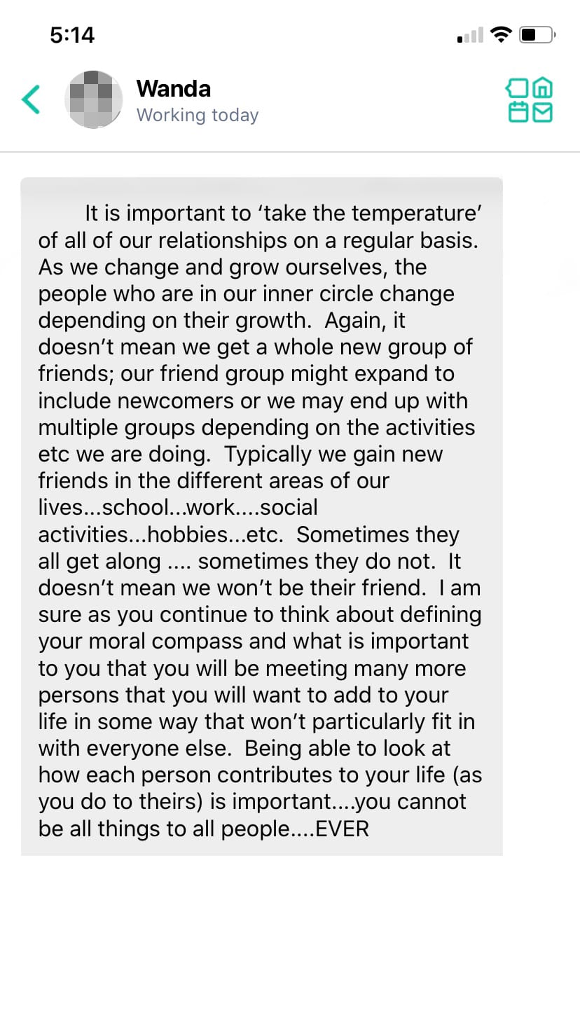 A therapy text conversation.